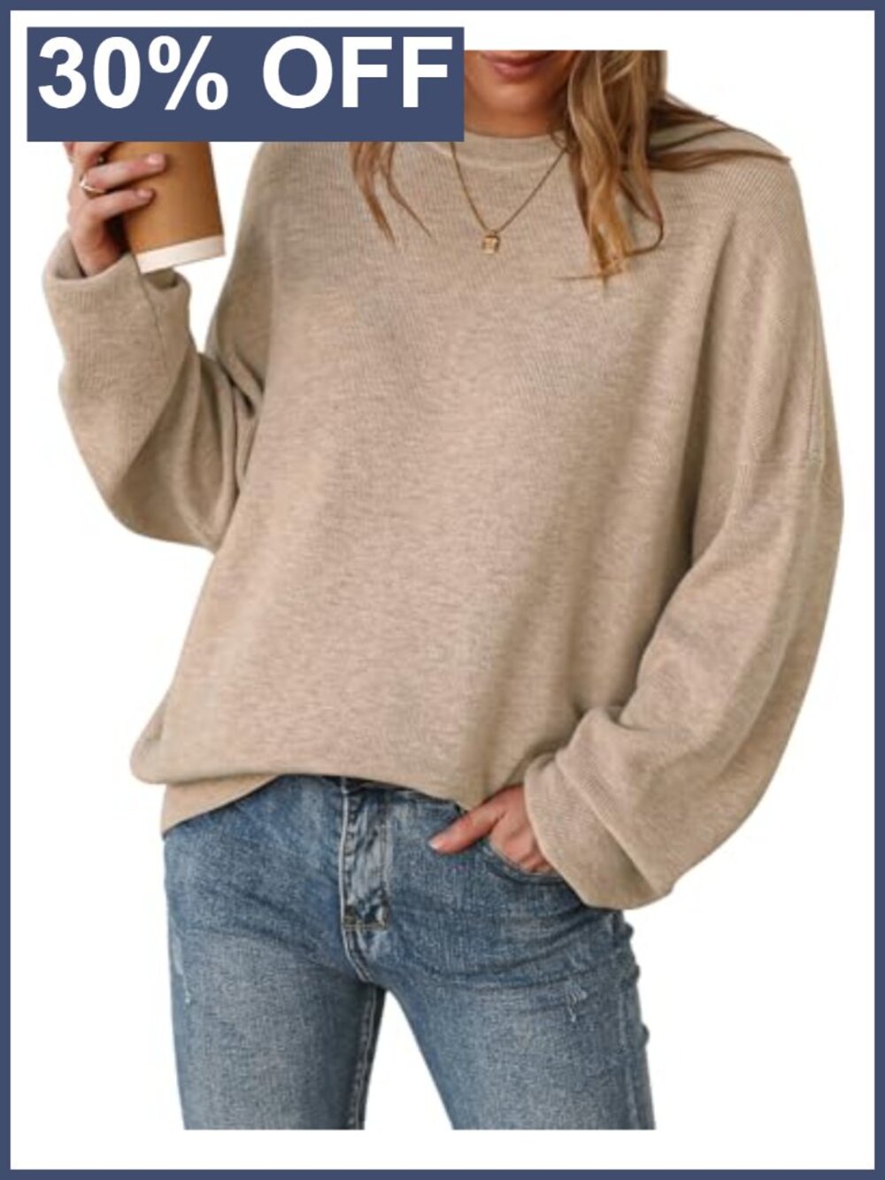 Arach&Cloz Wool Blend Oversized Pullover Sweater Crewneck Long Sleeve